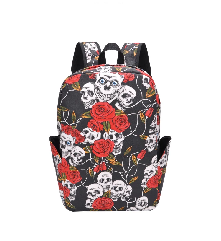 New Gothic Women Backpacks Skull Roses Backpacks For Teenage Girls Computer Laptop School Bags Halloween Mochila