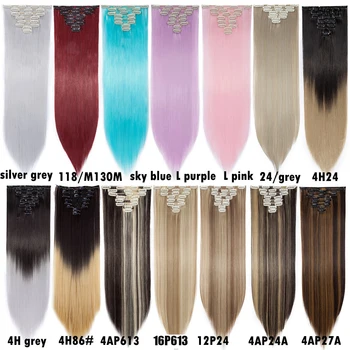 SNOILITE 26inch 8pcs/set clip in hair extensions straight natural hair clip ins synthetic clip in hair extension for women 5