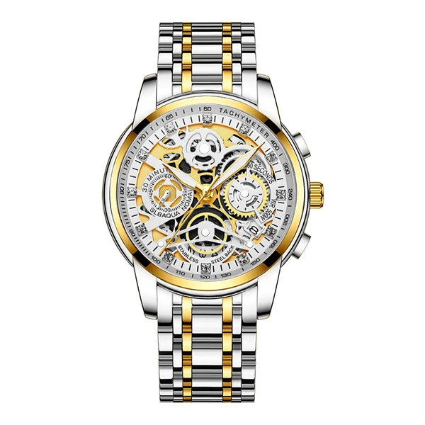 NEKTOM 2022 Men Watches Luxury Top Brand Gold Watch Stainless Steel Big Male Wristwatch  Yellow Quartz  Sports Watches for Man 