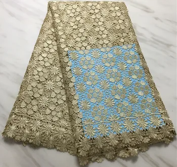 

African cord lace fabric with stone gold african lace fabric high quality guipure lace nigerian lace fabric for dress PL51613