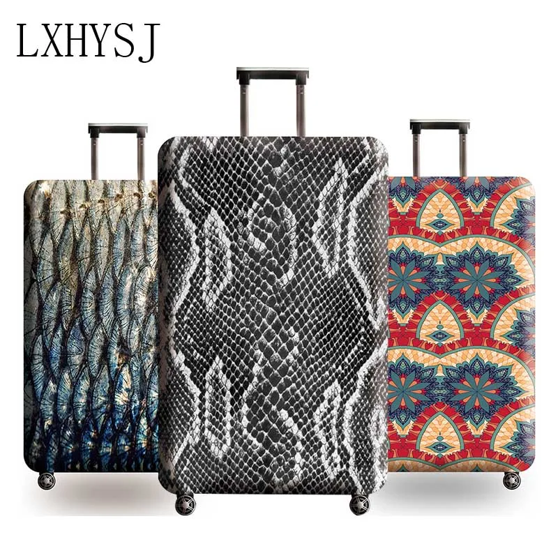 Чехол для багажа со змеиным узором, эластичные Защитные чехлы для багажа, высококачественный Эластичный тканевый чемодан, чехол для 18-32