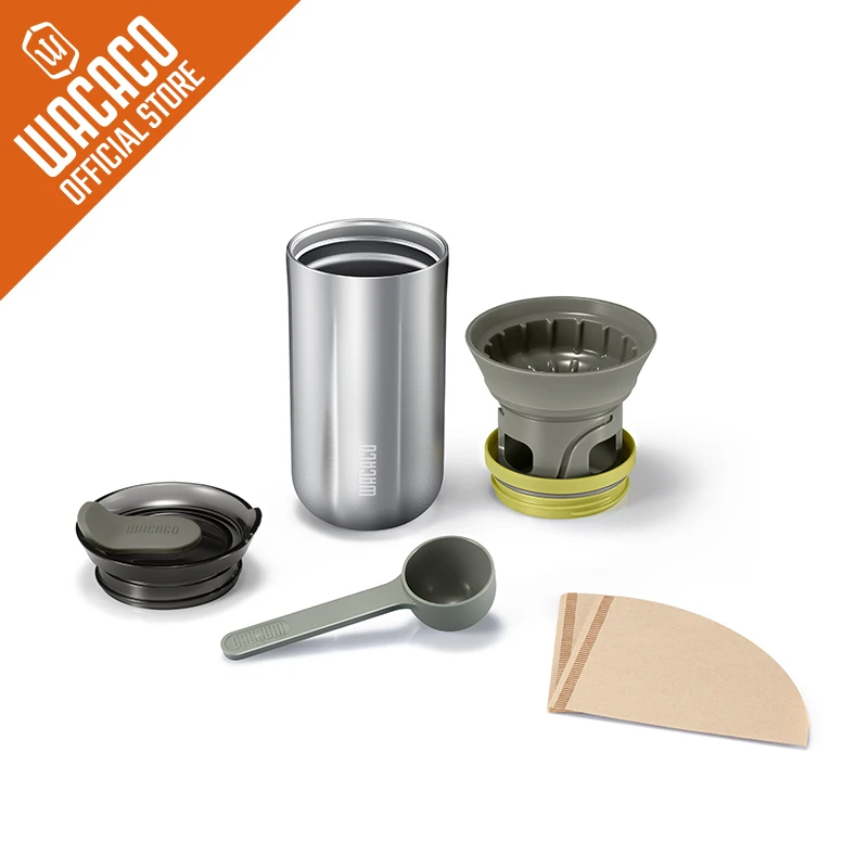 WACACO Cuppamoka Coffee Pot Portable Drip Coffee Maker 10 Cone Paper Filter Stainless Steel Pour Over Brewer