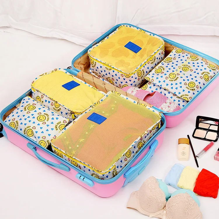 6 шт. дорожная сумка для хранения Набор для аккуратная Одежда Органайзер для одежды чехол для чемодана органайзер для путешествий сумка Упаковка для обуви сумка кубической формы - Цвет: Цвет: желтый