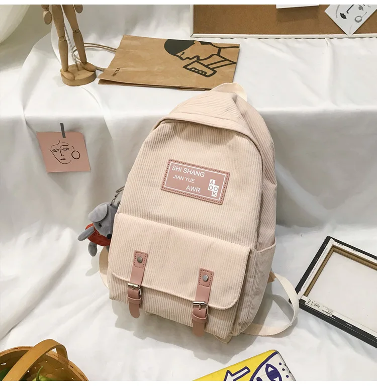 Женские вельветовые рюкзаки, корейские школьные сумки для девочек-подростков, дорожный Рюкзак Kawaii, рюкзак Harajuku, милая сумка mochila