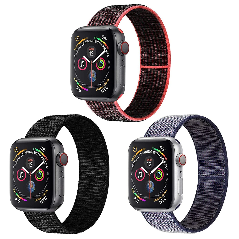 Нейлоновый ремешок для часов для Apple Watch Series 3 2 1 38 мм 42 мм мягкая дышащая Замена Спортивная петля для Iwatch Series 4 44 мм 40 мм