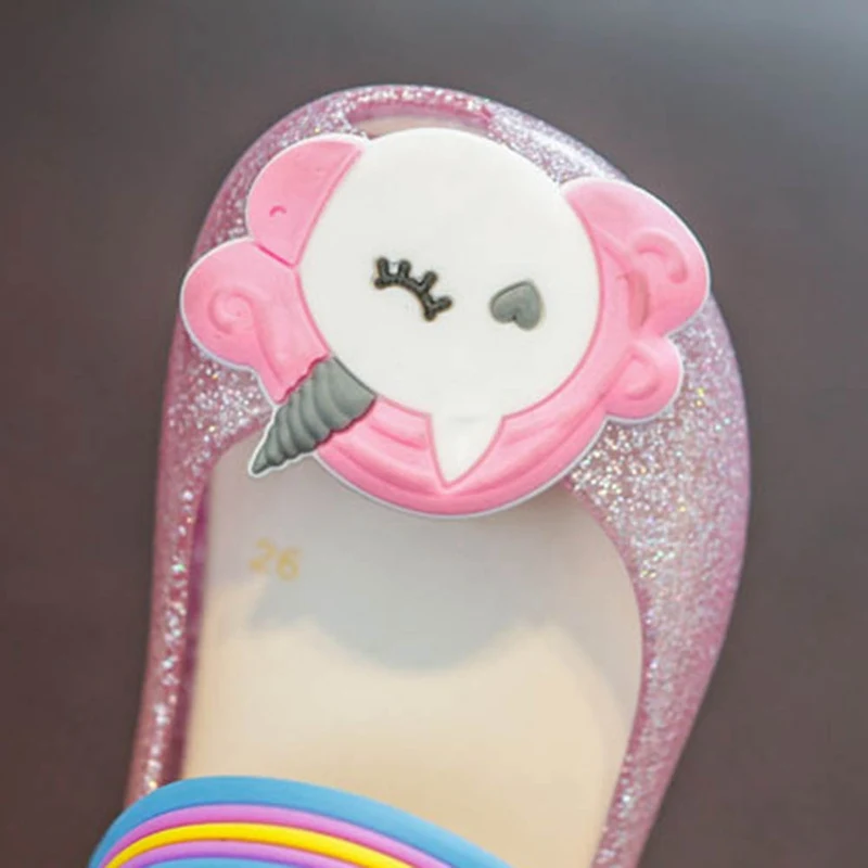 Infantil Baby Girls Unicorn Shoes Girls Kids Sandals Boys Slippers For Kids LED Flashing Light Powder Shoes Children Jelly Shoes