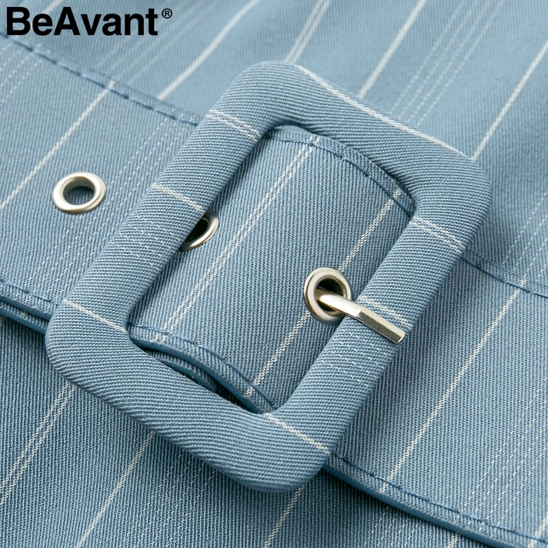BeAvant V шеи полосатые женские зимние платья с длинным рукавом женское офисное осеннее платье Синий элегантный Блейзер короткие платья