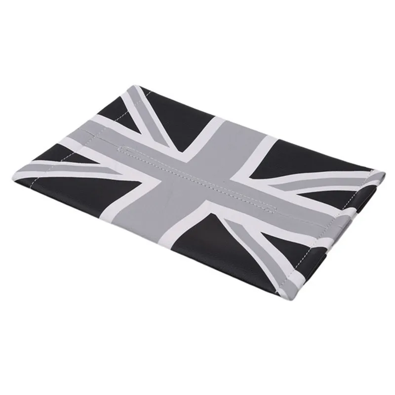PU Car Tissue Holder England Flag Leather Red Black Soft Tissue Box Dashboard Napkin Box Storage - Название цвета: Grey