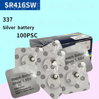 

100 pcs/lot Original New Watch battery 337 SR416SW Silver 1.55V button cell battery for swatch watch LED Headphone