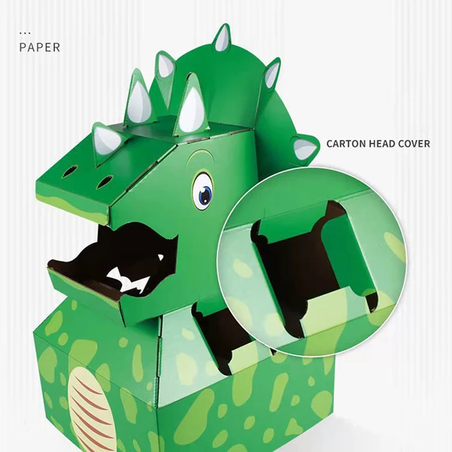 1 pc cartoon dinossauro papelão wearable diy modelo crianças