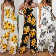 

Sunflower print tie jumpsuit