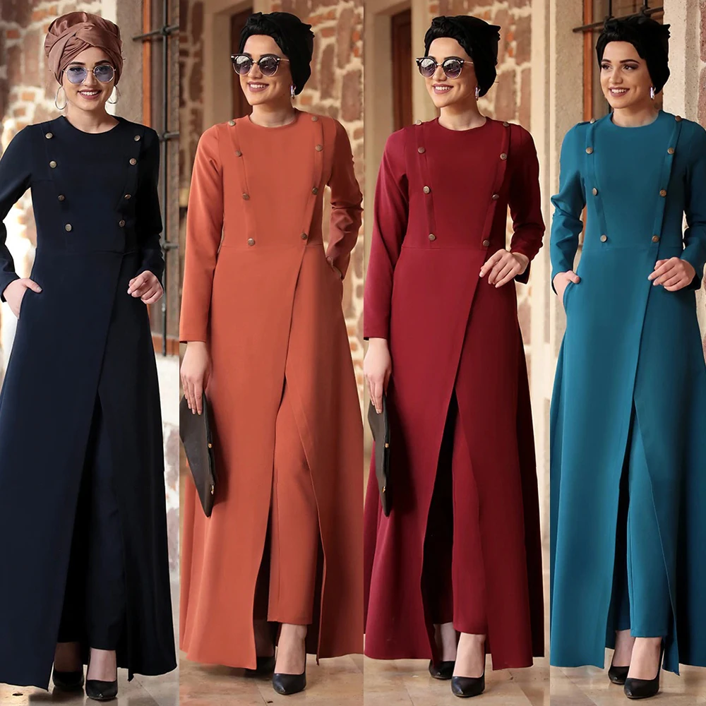 

Muslim Abayas For Women Set Evening Turkey Banquet Clothes Two Pieces Suit Set Maxi Dress with Long Pants Solid Hijab Dress Fall