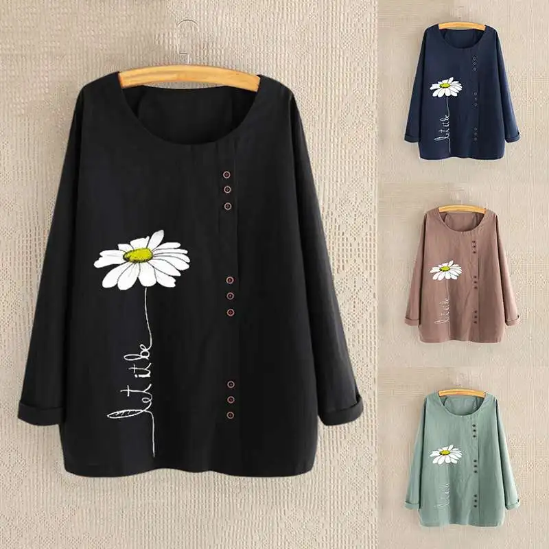 

Women Casual Cotton Blouses Shirts 2019 Autumn Fashion Ladies Long Sleeve Tunic Tops Chemiser Mujer Printed Work Blusas Oversize