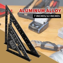 Trójkąt linijka 7 cal ze stopu aluminium ze stopu aluminium kątomierz prędkości metryczny kwadratowy linijka miernicza do budowy kadrowanie nauczyć narzędzia wskaźnik