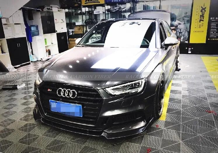19 A3 S-line S3 передний разделитель для губ 3-PC стиль ABS передний бампер спойлер для Audi S3