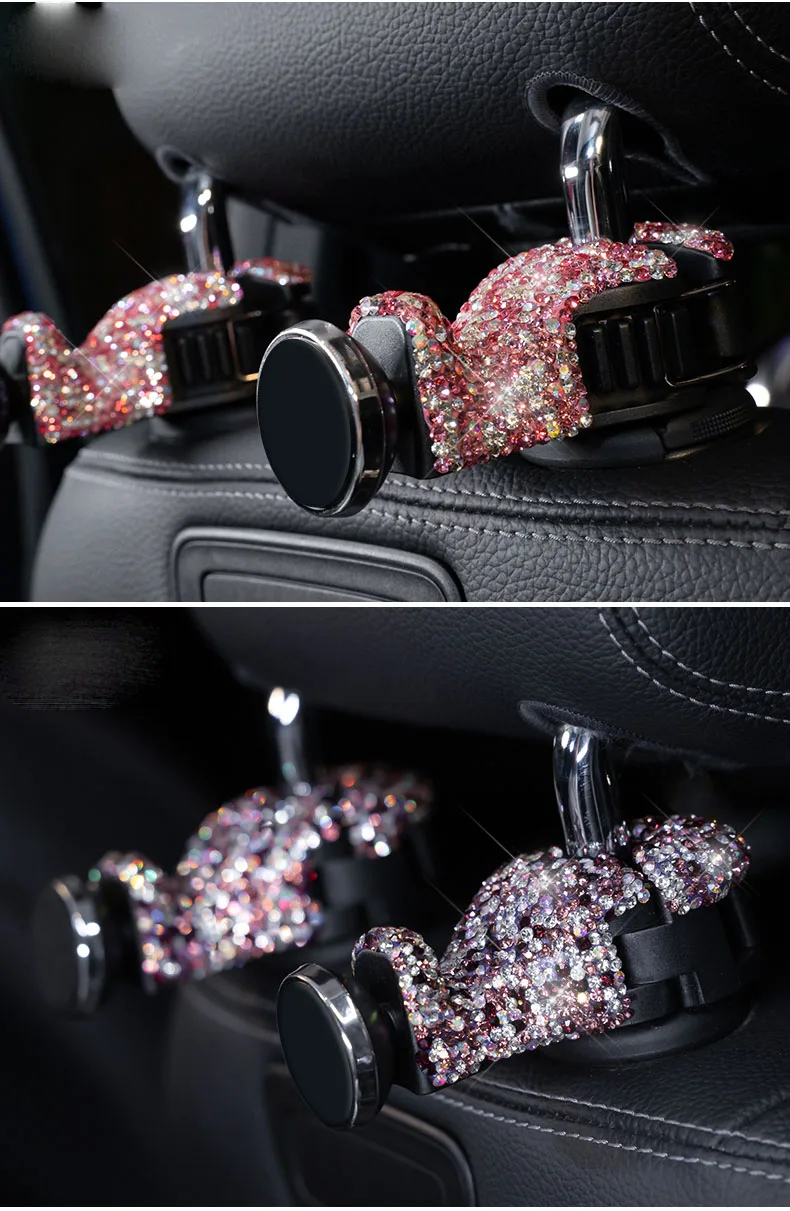 2 шт. милый Bling удобный автомобиль Точная посадка вешалка на подголовник заднего сиденья Крюк Держатель для продуктов
