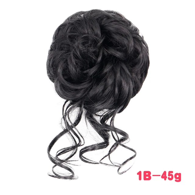 MERISIHAIR Synthetic Girls Curly Scrunchie Chignon With Rubber Band Brown Gray Hair Ring Wrap On Messy Bun Ponytails M-1