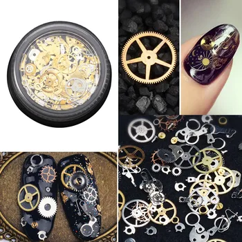 

1 Box Metal Gear Stud Sheet Mixed Steampunk Nail Art Decoration Steampunk clock mechanical nail decoration