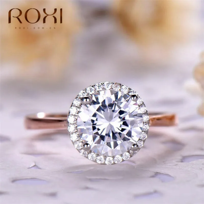 ROXI Белый огненный опал кольца AAAAA мини проложить круглые кольца с цирконием для Для женщин Роскошные свадебные для годовщины помолвки кольца подарок для девочки