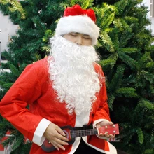 Вьющиеся Санта Клаус борода Пижама-комбинезон для детей, Косплэй костюм, реквизит рождественское праздничное платье Вечерние аксессуар Рождественский парик украшение для бороды опора