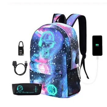 

2020 New School Bookbag Lightweight Waterproof Laptop Backpack with USB Charger Port and Lock & Pencil Case for Teens Girls Boys