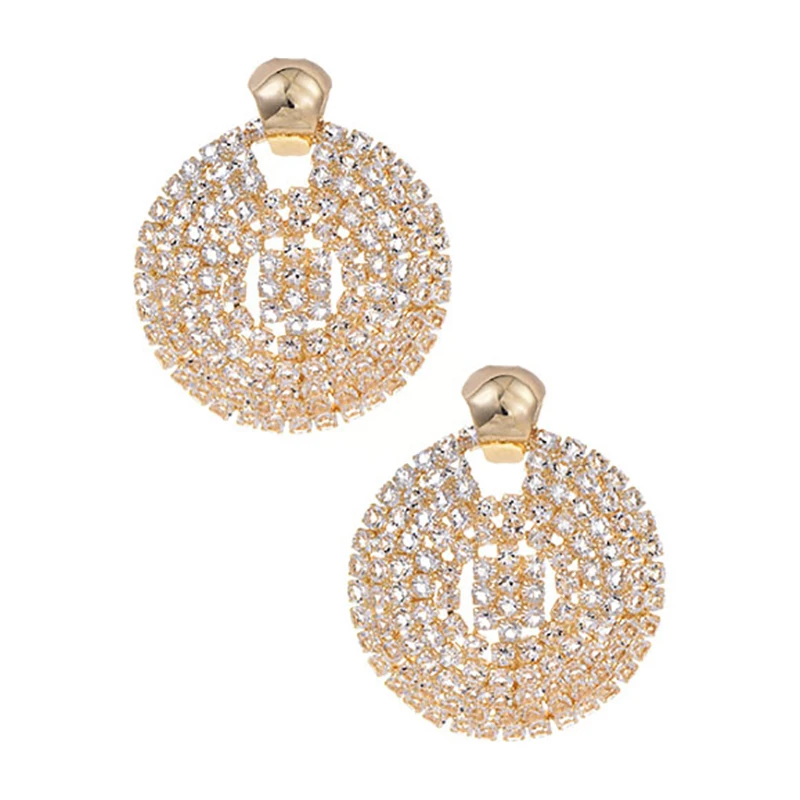

ZHINI 2020 Elegance Rhinestone Dangle Earrings for Women New Charm Circle BIg Earring Gold Statment Earring Jewelry pendientes
