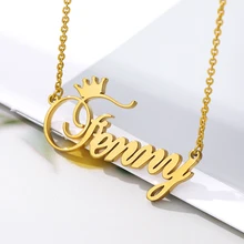 Custom Necklaces For Women Name Crown Personalized Stainless Steel Gold Chain Choker Necklace Princess Jewelry Christmas Gift