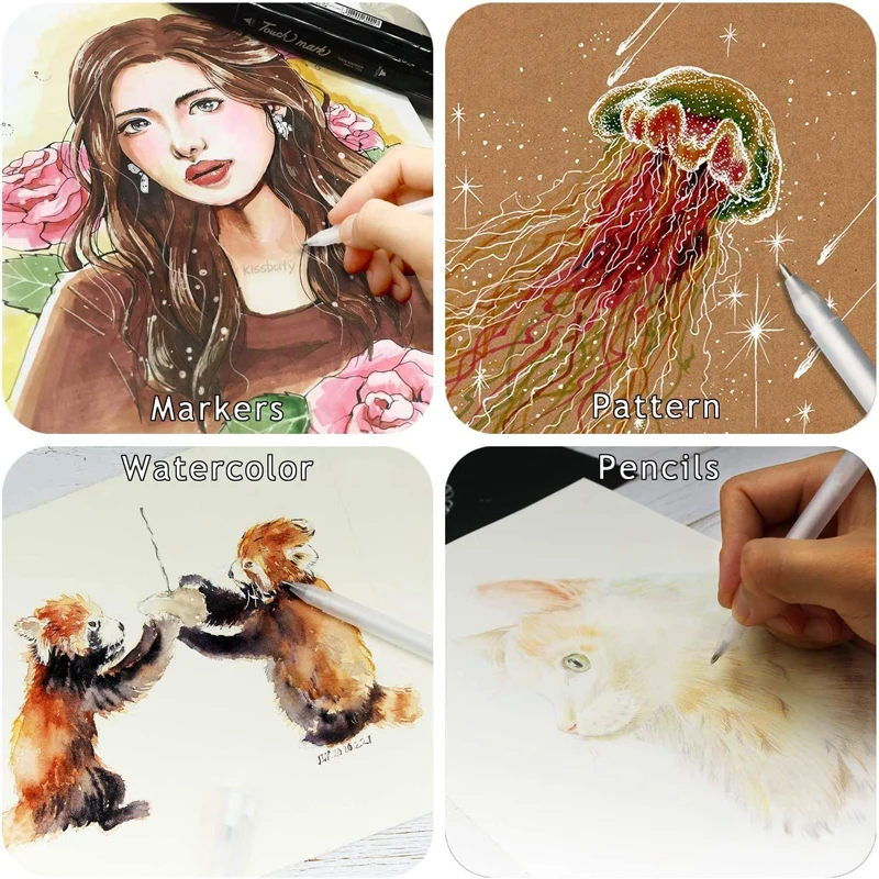 White Marker Pens Permanent Art Marker Graffiti Metalic 0.8mm Gold Silver White Gel Pen Comic Design Sketch Drawing Art Supplies
