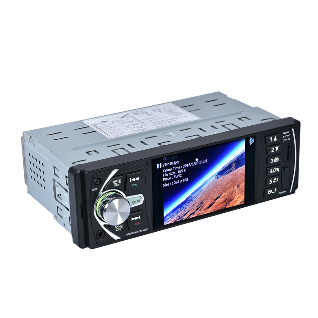 4,1 дюймов 12 В HD 1 DIN Автомобильная стереовидеоаппаратура MP3 MP5 плеер Авто Bluetooth FM радио USB поддержка камеры заднего вида DVR