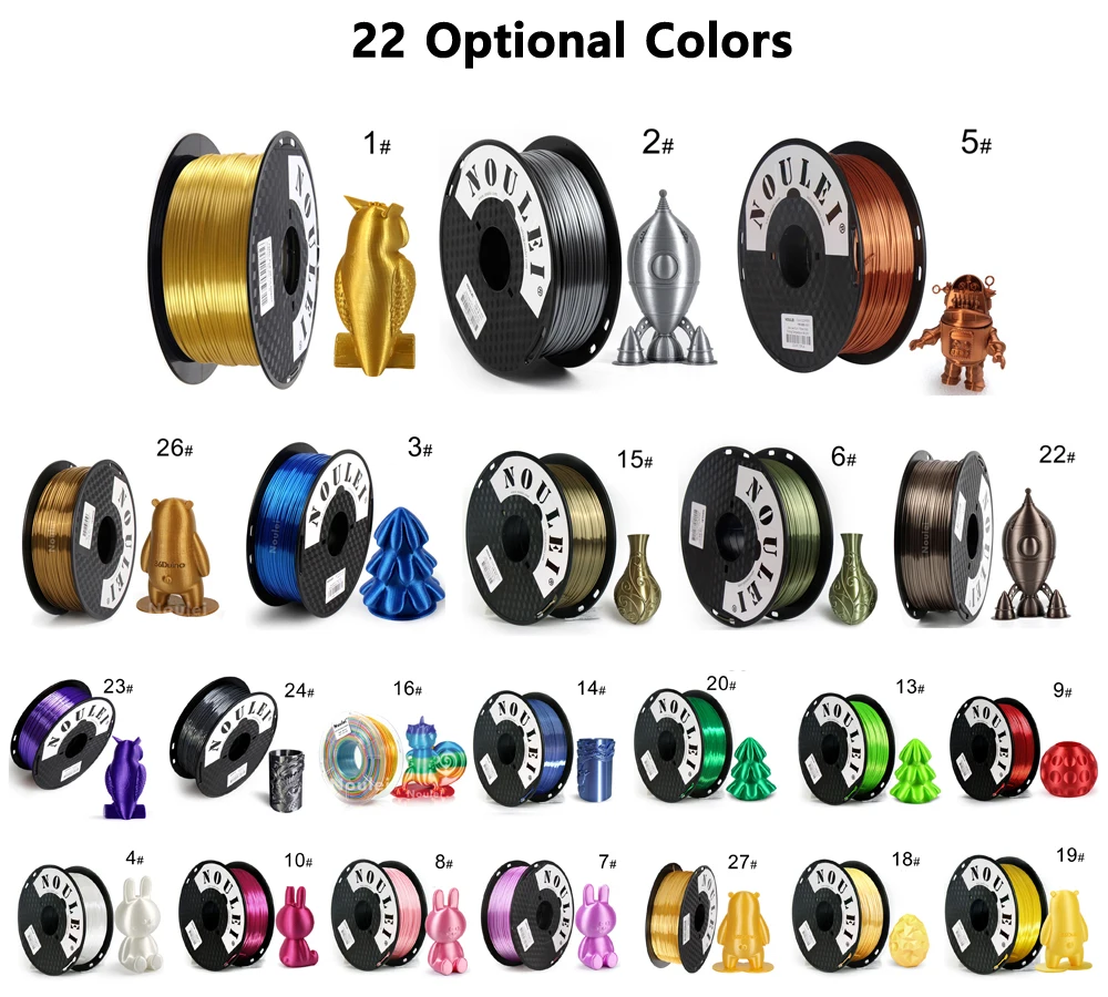 1 6 Noulei Shiny 3d Printing Filament Silk 1.75mm PLA