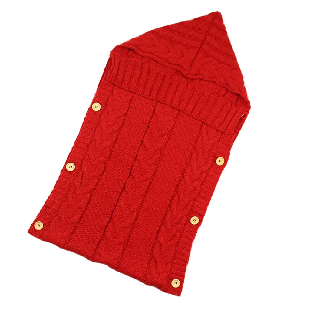 Красный Baby Hooded Swaddle Knit Wrap Warm Blanket Pram Pushchair Stroller Sleeping Bag Baby Footmuff Liner Buggy Pram Car Seat - Цвет: Красный