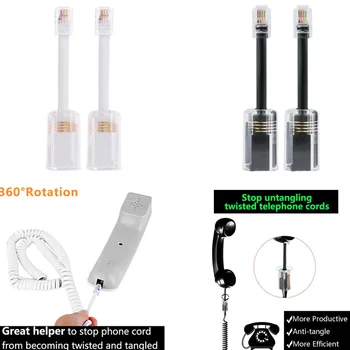 

2Pcs Universal Telephone Cord Detangler 360 Degree Extended Rotating Anti-tangle Landline Swivel Phone Wire Cable Untangler