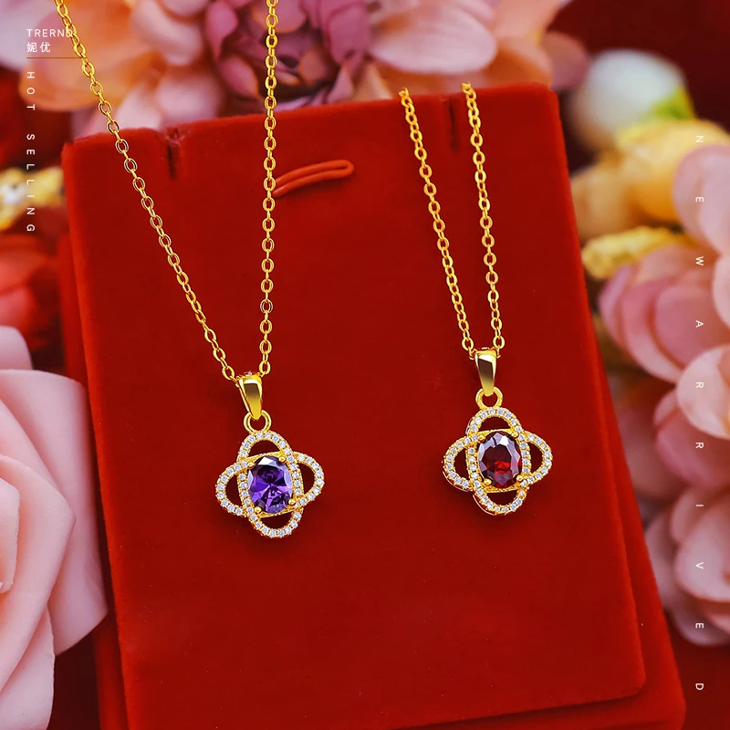 

KOREAN GOLD 14K NECKLACE PENDANT STONE MICRO ZIRCON DIAMOND NECKLACES FOR WOMEN GIRLFRIEND LOVER BIRTHDAY WEDDING JEWELRY GIFTS