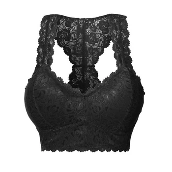 

Women V Neck Crop Tops Solid Color Wide Shoulder Strap Beauty Back Lace Camisole Sexy Vest Camisole Crop Top Female