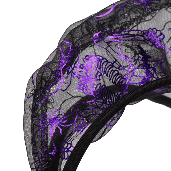 Sexy Mens Pouch C-string Thong Panty Briefs Purple w/ Spider Web Skull Pattern  Sexy Lingerie Men Thong Bikini Underpants gay