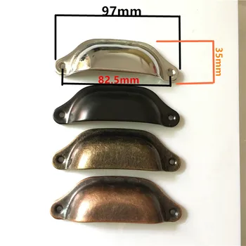 

6PCS 97mm Retro Metal Kitchen Drawer Cabinet Door Handle Furniture Knobs Hardware Cupboard Antique Shell Pull Handles