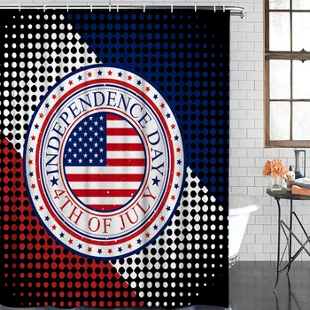 

Independence Day Fourth Of July Independence Day Flag Badge Shower Curtains Polyester Fabric Waterproof Bathroom Bath Curtain