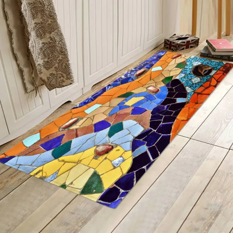 Рождественские кухонные принадлежности для ванной нескользящий водопоглощающий коврик ковер 3D печатная уплотненная фланель Ткань ковер