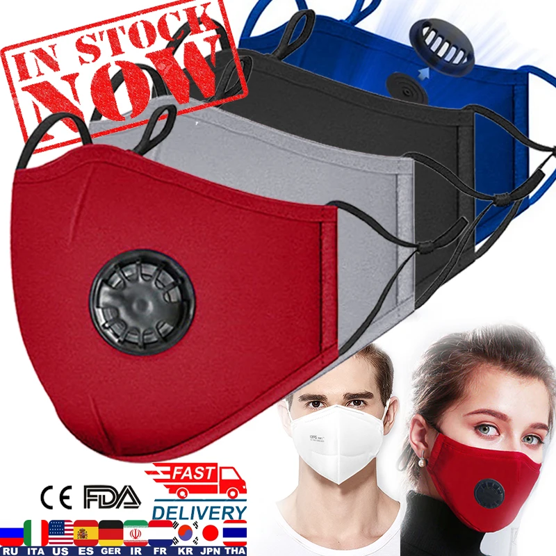 

4 Color Cotton Mask IN Stock !!! Breath PM2.5 Cotton Mouth Masks Anti-Dust Pollution Cloth Activated carbon filter Respira