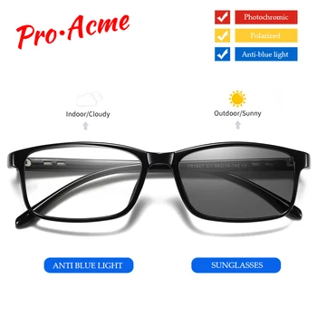 

Pro Acme 2-in-1 Photochromic Sunglasses Blue Light Blocking Glasses for Men Women TR90 Frame Chameleon Glasses Computer PD1690