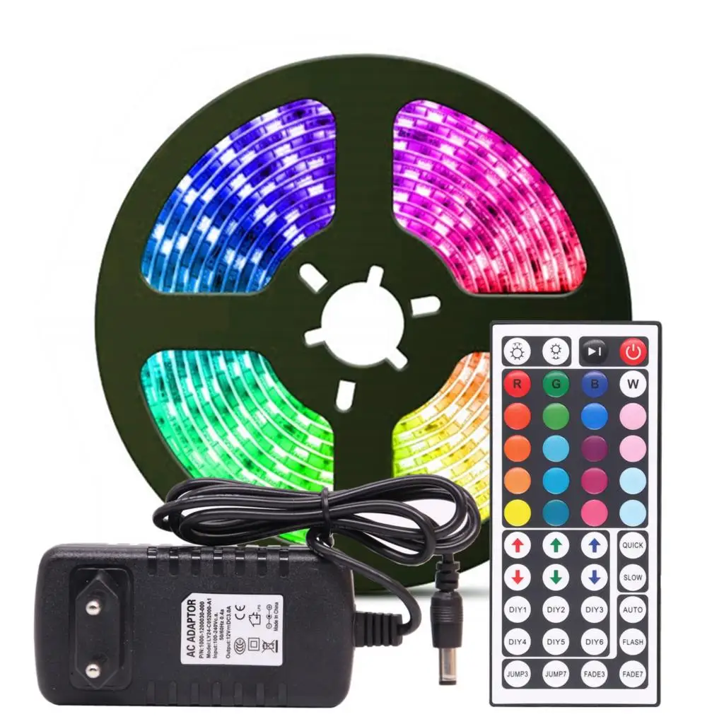 RGB Светодиодная лента RGB 5050 SMD 2835 гибкая лента светодиод RGB 5 м 10 М лента диод DC 12 В пульт дистанционного управления адаптер