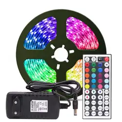 RGB Светодиодная лента RGB 5050 SMD 2835 гибкая лента светодиод RGB 5 м 10 М лента диод DC 12 В пульт дистанционного управления адаптер
