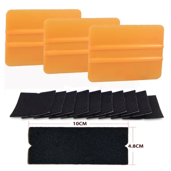 

FOSHIO 3PCS Carbon Fiber Film Covering Squeegee + 10PCS Fabric Felt Edge Cloth Auto Vinyl Car Window Tinting Scraper Non Scratch