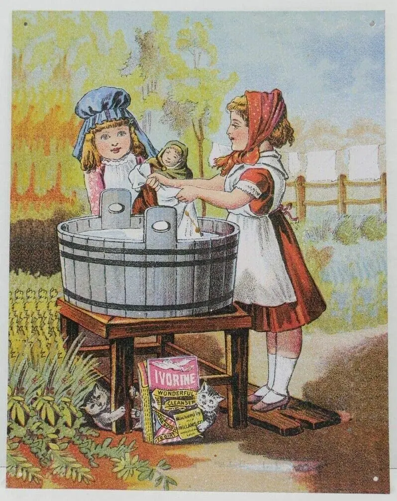 

Vintage Retro Metal Tin Sign Classy Little Girls Washing Cats Series 8x12 Inch Sign Retro Decor Bar Poster Metal Sign Tin Signs