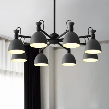 

Nordic Simple Metal Chandelier for Living Room Kitchen Dining Room E27 LED Chandelier Lighting Lustres Gray&Green Color