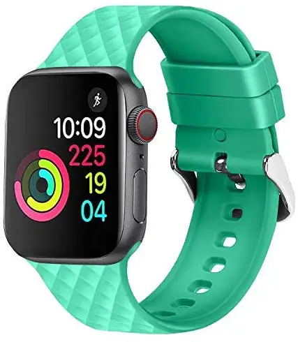 green Ремешок для apple watch ремешок 44 мм 40 мм iwatch ремешок 42 мм 38 мм спортивный силиконовый ремешок для часов Браслет apple watch 4 5 3 2 Алмазный Узор - Цвет ремешка: green