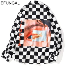 EFUNGAL,, осенняя рубашка для мужчин и женщин, с длинным рукавом, в стиле хип-хоп, уличная одежда, Harajuku, клетчатая утопия, рубашки, Повседневная тонкая верхняя одежда, мужские топы