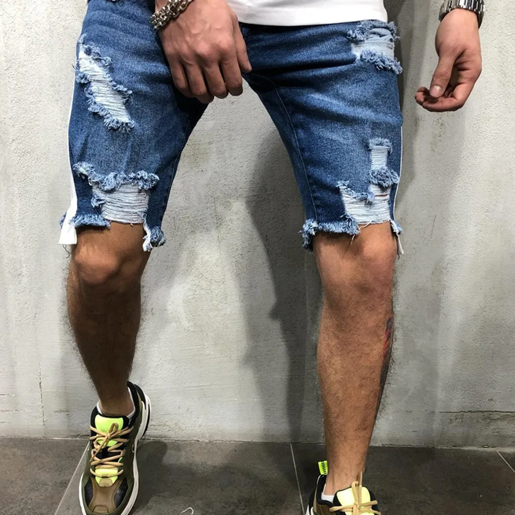 

2019 Men's Cotton thin Denim casual Short Pants New Fashion Summer Male Casual Low Waist Short Jeans Shorts Stretch Pant