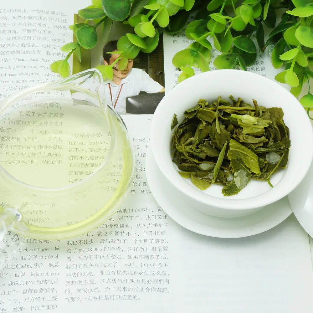Китайский Жасминовый цветок зеленый чай настоящий органический ранний весенний жасминовый чай для похудения зеленая еда забота о здоровье
