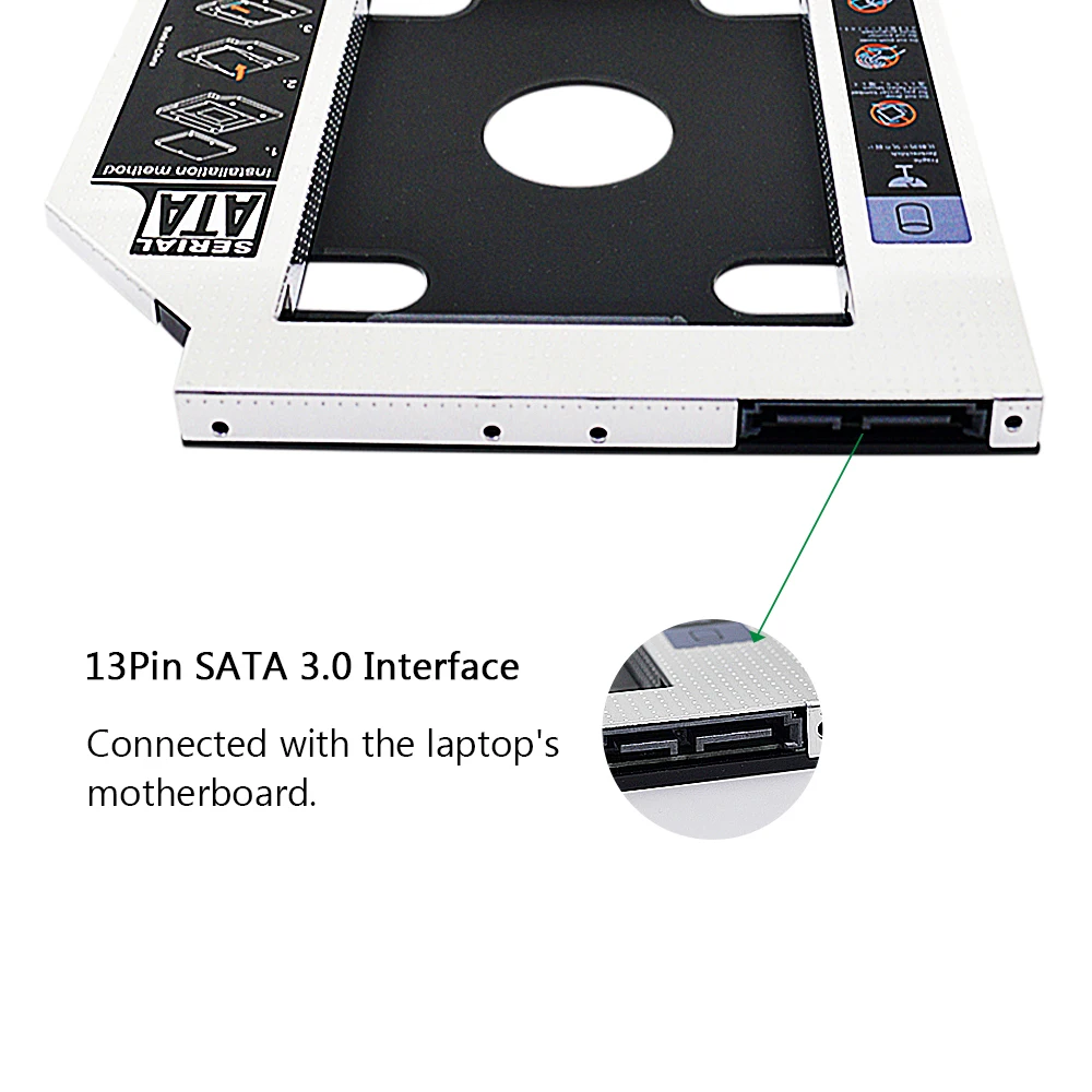 CHIPAL Aluminum Plastic 9.5/12.7mm SATA 3.0 2.5" Universal HDD Caddy Case Enclosure Adapter DVD HDD Hard Box For CD Optibay
